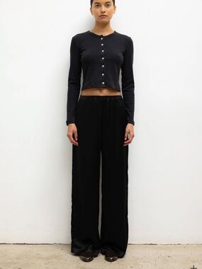 LESET Barb Wide Leg Satin Pants